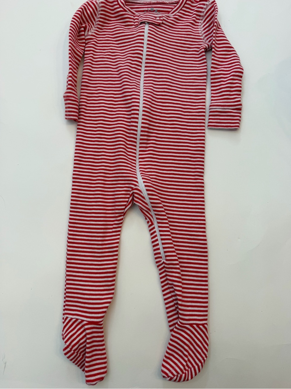 Primary Red and White Striped Footed Pajamas size 6-9 months